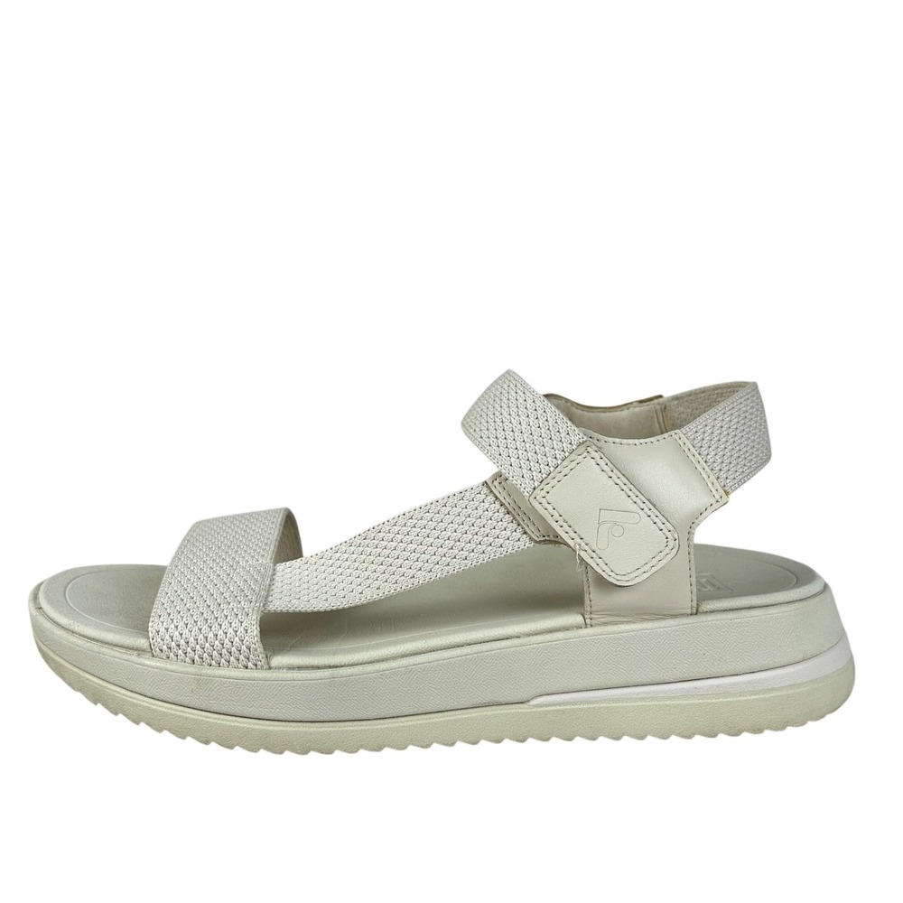 FitFlop Womens Platform Sport Sandals Off White‎ Leather Mesh Size 10